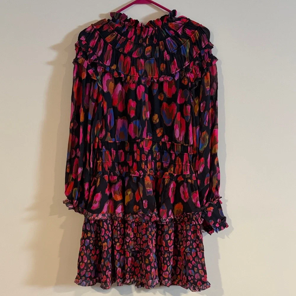 Farm Rio Iridescent Leopard Ruffled Mini Dress - Picture 6 of 9
